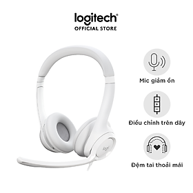 Tai nghe có dây Logitech H390 dành cho PC, Laptop, âm thanh nổi với Micrô khử tiếng ồn, USB-A, các nút điều khiển trên dây - Hàng chính hãng