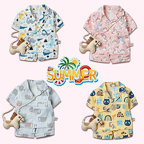 Tổng hợp bộ pyjama cộc tay họa tiết đáng yêu cho bé trai