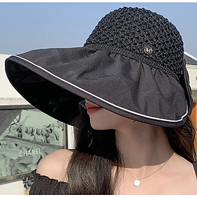 Mũ rộng vành chống nắng chống tia cực tím mới, nón nữ gắn nơ phong cách Hàn
