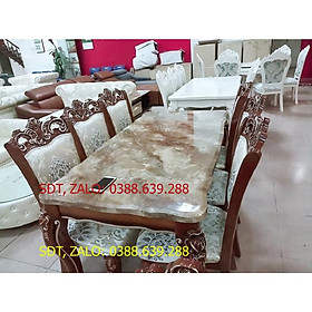 Bàn ghế ăn nhập khẩu 6 ghế vs bàn đá