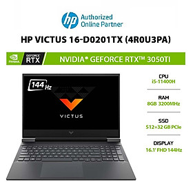 Mua Laptop HP Victus 16-d0201TX (4R0U3PA) i5-11400H|8GB|512GB+32GB|RTX 3050Ti 4GB|144Hz Hàng chính hãng