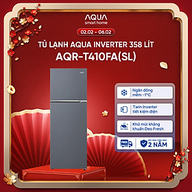 Freeship toàn quốc - Tủ lạnh ngăn đông trên Aqua 358L AQR-T410FA(SL) - Bảo hành 2 năm - Hàng chính hãng