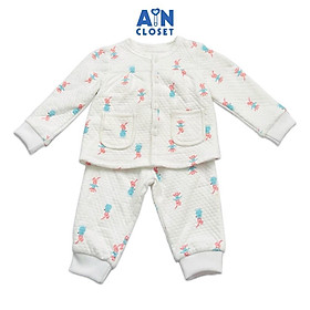 Bộ quần áo dài bé gái họa tiết thỏ tuyết trắng thun trần bông - aicdbgfov1ug - ain closet
