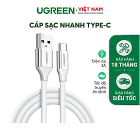 Cáp sạc nhanh UGREEN US287 USB 2.0 sang USB Type-C, điện áp 3A, độ dài từ 0.25m đến 2m  - Hàng chính hãng