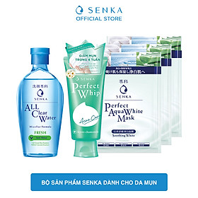 Bộ sản phẩm dành cho da mụn Senka (A.L.L Clear Water Fresh 230ml+SRM Acne Care 100g+Mặt nạ 25mlx3)_95121