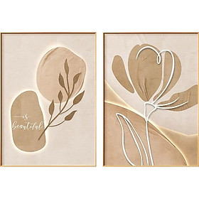 (HCM)Bộ 2 tranh trang trí phòng ngủ, khách sạn, homstay phong cách trừu tượng kèm đinh treo