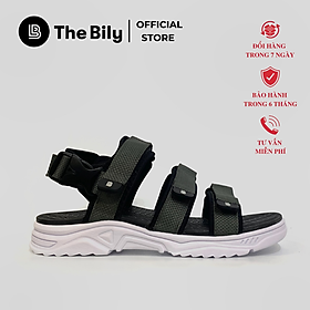 Giày Sandal Nam The Bily 3 Quai Ngang - Đế Trắng Lót Đen Màu Xám BLDTMD04