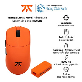 Mua Chuột không dây siêu nhẹ Fnatic x Lamzu Maya 8K - Đi kèm dongle 8KHz - Hàng Chính Hãng