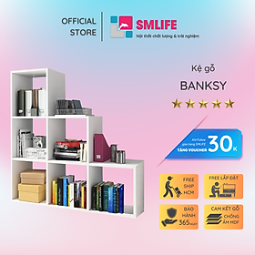 Mua Kệ sách gỗ hiện đại SMLIFE Banksy  | Gỗ MDF dày 17mm chống ẩm | D112xR28xC112cm - Màu