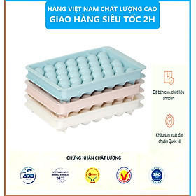 Combo 2 Khay Đá Tròn 33 Viên Tròn Nhựa Việt Nhật Làm Khuôn Rau Câu, Thạch Trái Cây, Khay Đá Viên Tròn Ngộ Nghĩnh - Hàng Việt Nam ( Tặng kèm 5 khăn lau tay pakasa)