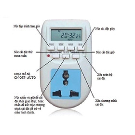 Mua Ổ cắm hẹn giờ lập trình điện tử AL-06 220v -10A có pin nuôi cài 1 lần dùng mãi mãi (Trắng phối xanh)công tắc hẹn giờ  ổ cắm