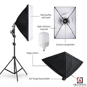 Mua Bộ Kit E27 Kèm Softbox 50x70cm + Chân Đèn 2 8m (chân lớn) + Bóng Đèn LED Siêu Sáng 50W