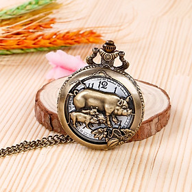 Đồng Hồ Pin Bỏ Túi Cổ Điển 12 Con Giáp Tuổi Hợi Heo Tặng 2 Pin