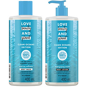 Combo sữa tắm và sữa dưỡng thể Love Beauty And Planet Đại Dương Mềm Mịn (400ml x 2)