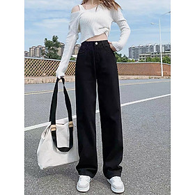 Quần baggy jean ống suông lưng cao size đại từ 55kg đến 80kg - Mã 105