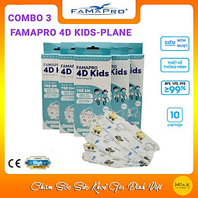 [COMBO 3 HỘP - FAMAPRO 4D KIDS] - Khẩu trang trẻ em kháng khuẩn cao cấp Famapro 4D KIDS tiêu chuẩn KF94 (10 cái/ hộp)