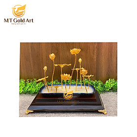 Chậu hoa sen dát vàng (15x33x26cm) MT Gold Art- Hàng chính hãng, trang trí nhà cửa, phòng làm việc, quà tặng sếp, đối tác, khách hàng, tân gia, khai trương 