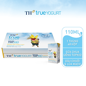 Thùng 48 hộp sữa chua uống tiệt trùng TOPKID hương dâu-chuối-lúa mạch tự nhiên TH True Yogurt 110ml (110ml x 48)