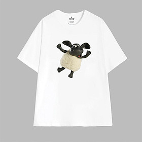 Cao cấp - Áo thun unisex cừu cười hài hước Shaun the Sheep áo thun over