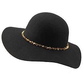 Mũ chống nắng rộng vành nữ nón đi biển màu đen fedora dona22030810