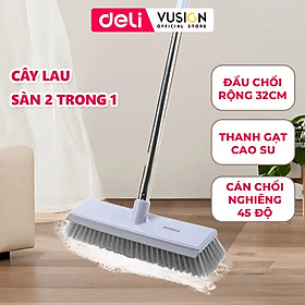 Chổi Chà Sàn Nhà Tắm Kết Hợp Gạt Nước Đầu Chữ V Deli - Chổi Cọ Sàn Đa Năng 2 Đầu Chổi Kèm Gạt Nước Làm Sạch Mọi Góc Bẩn