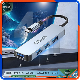 Hub Type C Và Hub USB 3.0 ASWEI 4in1 To 4 USB 3.0 - Hàng Chính Hãng