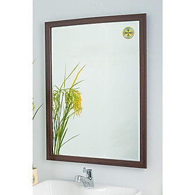 KIBATH Gương soi khung viền 3cm vân gỗ đậm KT 50x65 cm