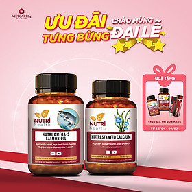 COMBO XƯƠNG KHỚP: Nutri Omega 3 Salmon Oil 60 Viên+ Canxi hữu cơ Nutri Seaweed Calcium 60 Viên | Giúp Phục Hồi, Bảo Vệ Xương