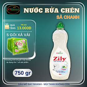 Nước rửa chén Zily 750g - Tặng 5 gói xả vải Zily