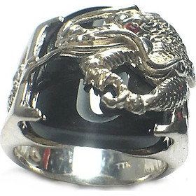 Nhẫn Nam Mặt Rồng Mắt Đỏ Bạc Ta Trang Sức Bạc QTJ - NNA25(Bạc)