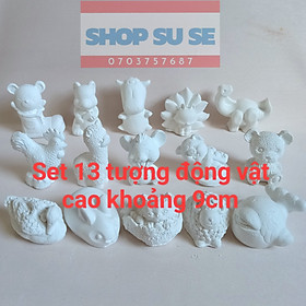 Set 13 tượng thạch cao hình động vật dễ thương. Cao khoảng 9 cm