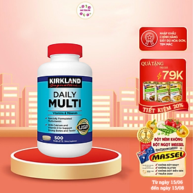 Vitamin Tổng Hợp Multivitamin Kirkland 500 Viên cho người dưới 50 tuổi, bổ sung vitamin khoáng chất cho cả nam va nữ, tăng cường hệ miễn dịch, sáng mắt, giảm căng thẳng mệt mỏi