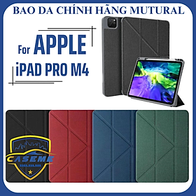 [iPad Pro M4] Bao Da Chính Hãng Mutural Kèm Khay Đựng Bút Dành Cho iPad Pro M4 -11 inch 2024. iPad Pro M4 - 13 inch 2024 - Hàng Nhập Khẩu - Đen - iPad Pro 11 inch M4 2024