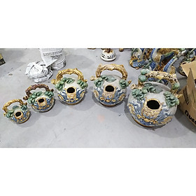 Mua Bình vôi men rạn đắp nổi gốm Gia Hưng Bát Tràng( nhiều kích cỡ)