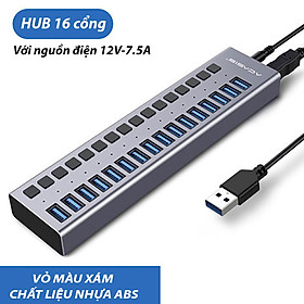 Mua Bộ Chia USB 3.0 16 Cổng ACASIS HS-716MG - Nguồn 12V 7.5A - HUB USB 16 Port 90W