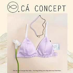 Set bra dún phi lụa tím hồng CÁ CONCEPT có mút không gọng đồ lót thiết kế