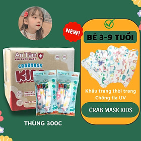 Thùng 300 chiếc khẩu trang trẻ em chống tia uv hình cua 4 lớp kháng khuẩn