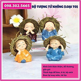 Bộ Tượng Chú Tiểu Tứ Không  - Phật Phong Thủy 4 Tư Thế - Trang Trí Xe Hơi