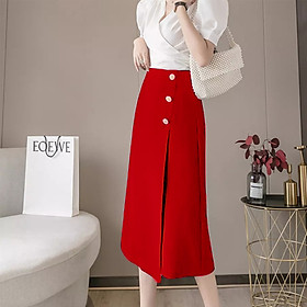 Yếm Váy Nữ New Design Thiết Kế Váy Xẻ Đùi Dài Qua Gối Thanh Lịch CV0041