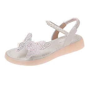 Small fresh flat sandals with rhinestone bow and thick sole elastic band