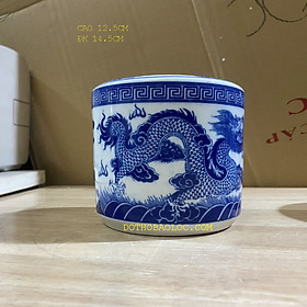 Mua Bát nhang lư hương thờ cúng đôi rồng phun ngọc sứ Bát tràng 2 cỡ: 12cm và 12.5cm