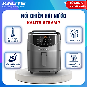 Hình ảnh Nồi chiên hơi nước KALITE STEAM 7, công nghệ mới chiên không dầu kết hợp chức năng hấp, màn hình điều khiển cảm ứng, 9 chế độ nấu lập trình sẵn, công suất 1700w, dung tích 7L, hàng chính hãng