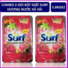 COMBO 2 túi bột giặt Surf Hương nước xả vải Hồng Gói lớn 5.8kgX2