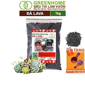 Đá Nham Thạch Lava Greenhome, Bao 1kg, Giá Thể Cho Thủy Sinh, Bonsai, Xương Rồng Màu Đỏ, Đen, Sạch Bụi