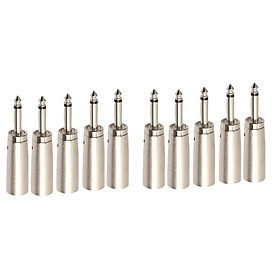 10Pack XLR 3-Pin Male to 1/4-Inch Male Socket Audio Adapter Converter Connector