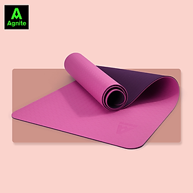Thảm tập Yoga và GYM 2 lớp TPE dày 6mm cao cấp Agnite - Chống trơn trượt, khử ẩm mốc, độ bám tốt - Hàng chính hãng - Kèm dây buộc - F4177