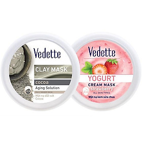 Bộ Đôi Mặt Nạ Chăm Sóc Da Mặt Vedette (Đất Sét Cocoa 145g, Sữa Chua Dâu 120ml)