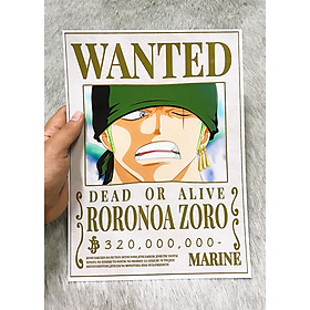 Poster One Piece Zoro Mới Nhất, Poster Lệnh Truy Nã Zoro (Hình dán tường tiện lợi, Chất lượng Full HD)
