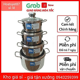 Bộ 4 nồi inox ĐÔNG Á 3 đáy-inox 403 cao cấp sáng bóng dày đẹp