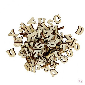 200 Pieces Unfinished Wooden Pieces Letters Alphabet Embellishment for DIY Kids Toys Crafts
